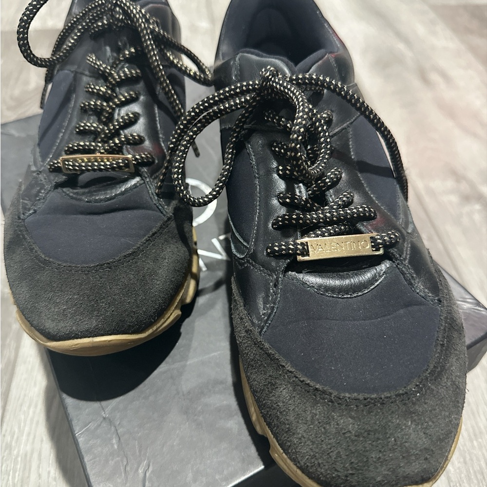 Valentino Black and Gold Athletic Shoes with Chunky Design - Picture 14 of 16